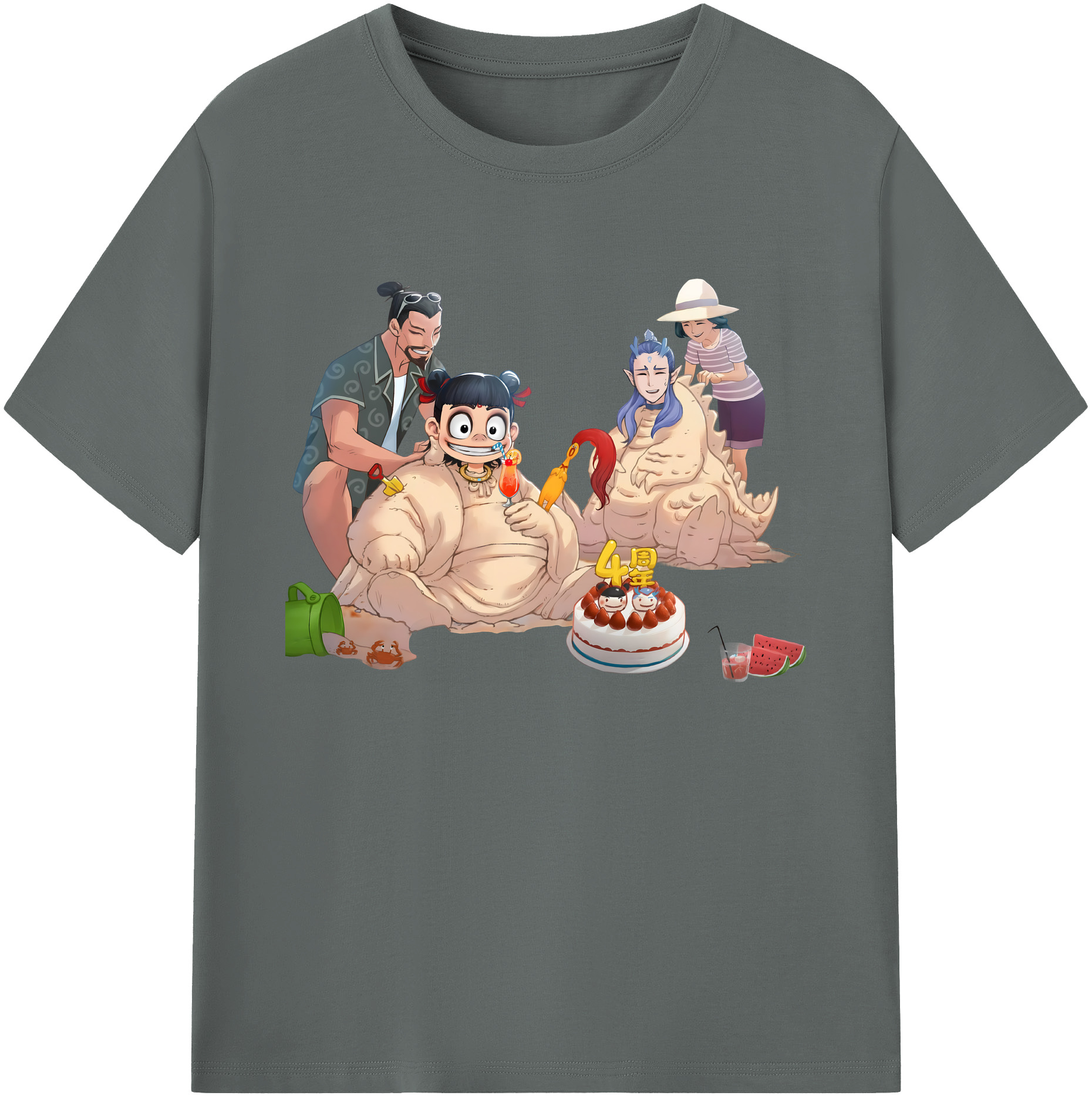（画像用） Ne Zha 2 ナタ 魔童の大暴れ 綿100％ メンズ半袖Tシャツ｜肌触りやわらか＆通気性